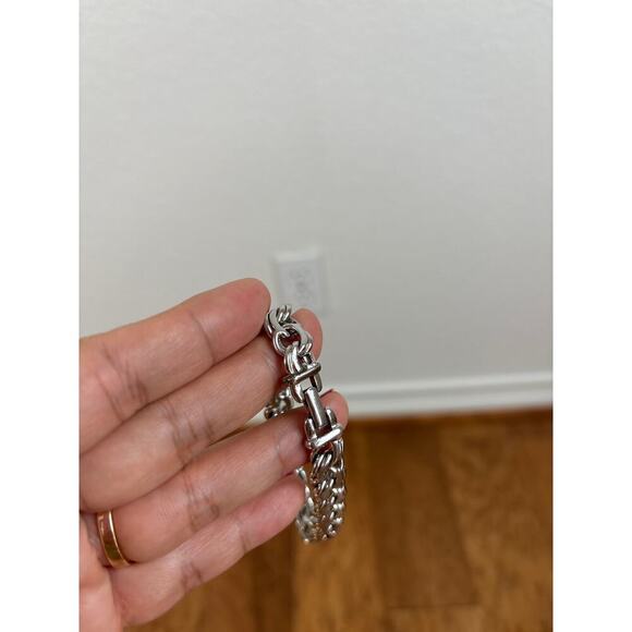 B16 Monet Vintage Silver Tone Chunky Chain Bracelet Statement Old Money Y2K - Picture 6 of 9